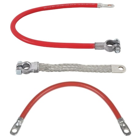 Aic Replacement Parts Battery Cable Kit for 9N & 2N Fits Ford Tractor -3 Piece 9N14300C 9N14431B D1NN1 9N14300C-CABLE&STRAPKIT